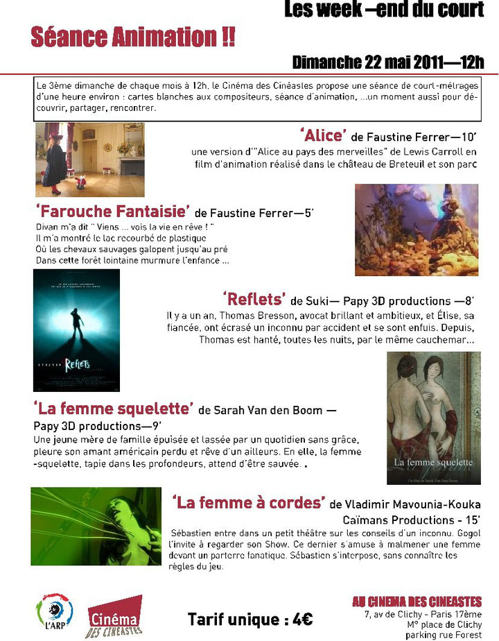 Projection au Cinema des Cineastes